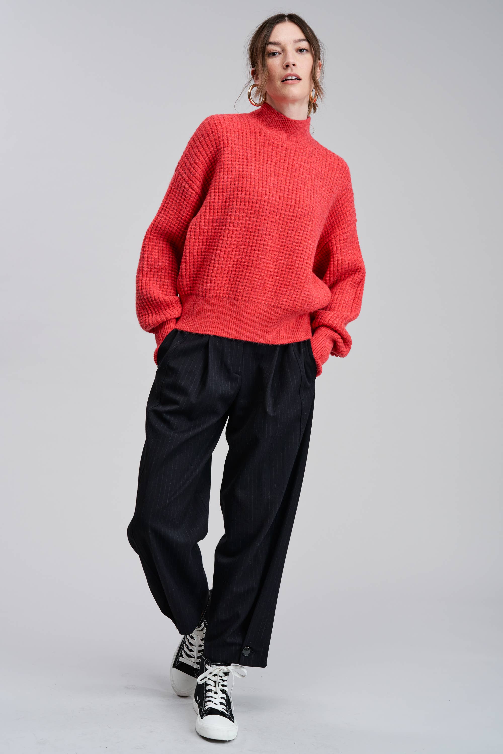 Hazel Mockneck Sweater in Red