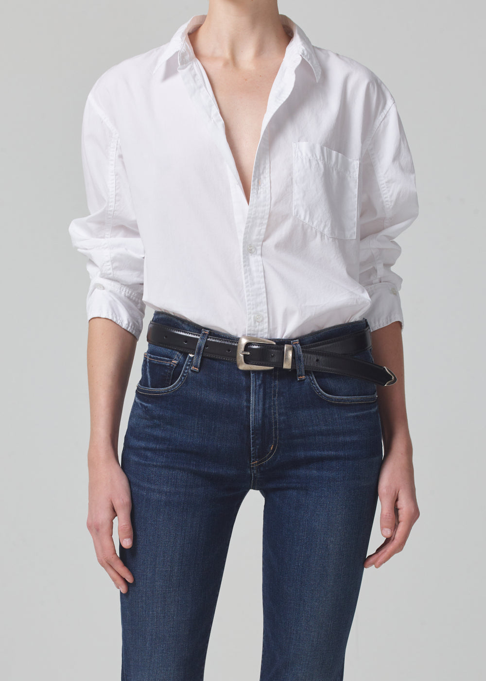Kayla Shrunken Shirt in Optic White