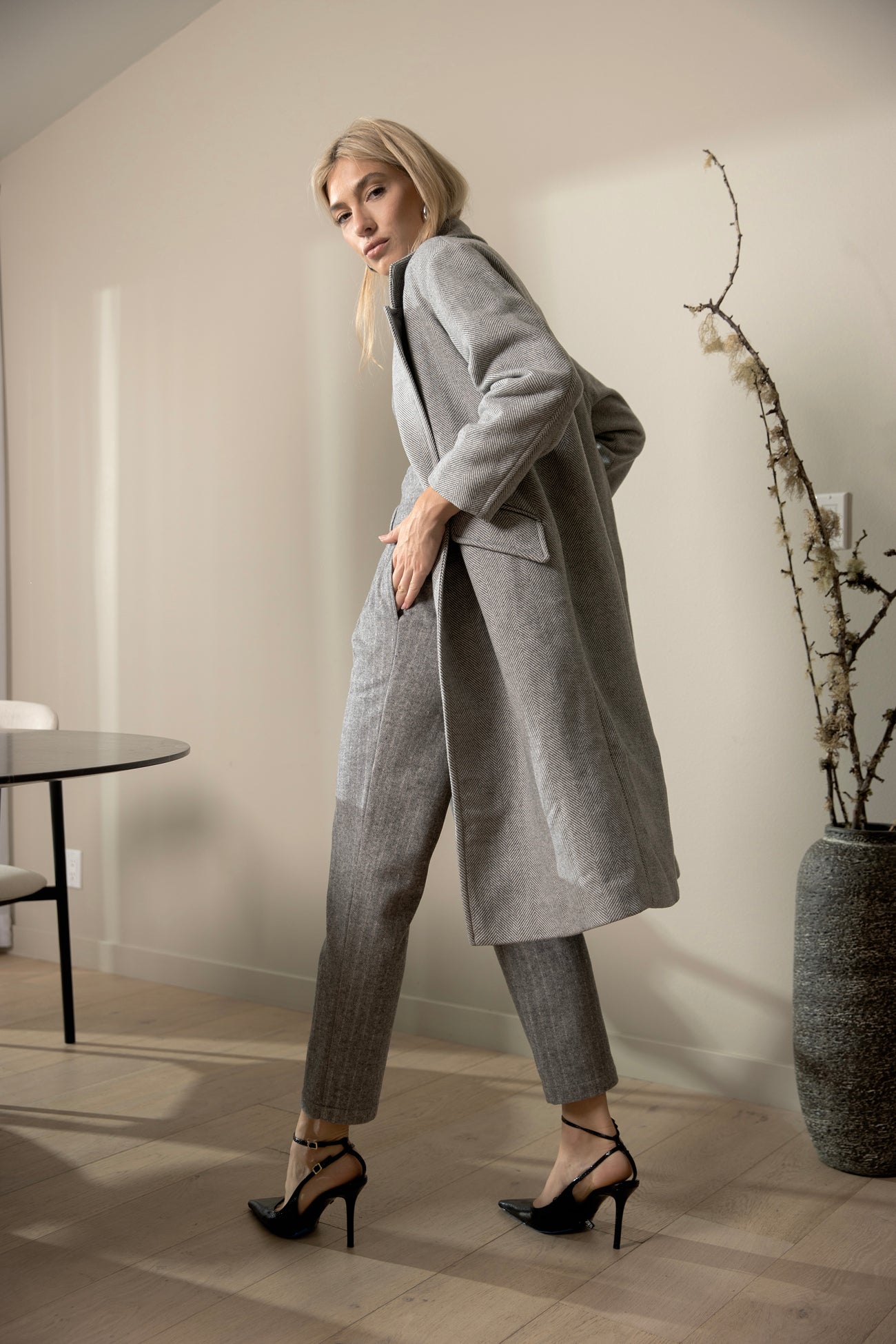 Line & Dot Paola Coat in Heather Grey