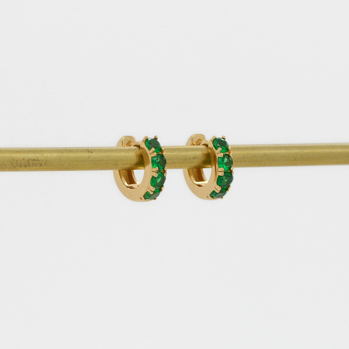 Honey Pavé Huggies in Emerald CZ