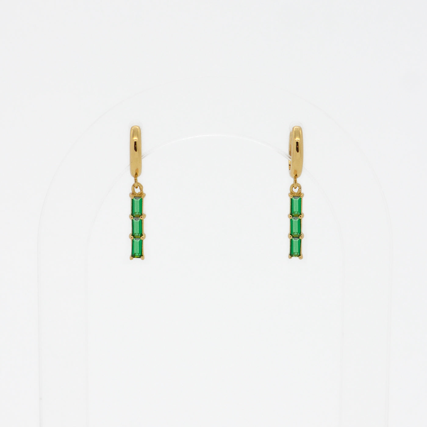 St Moritz Drop Stone Huggies in Emerald