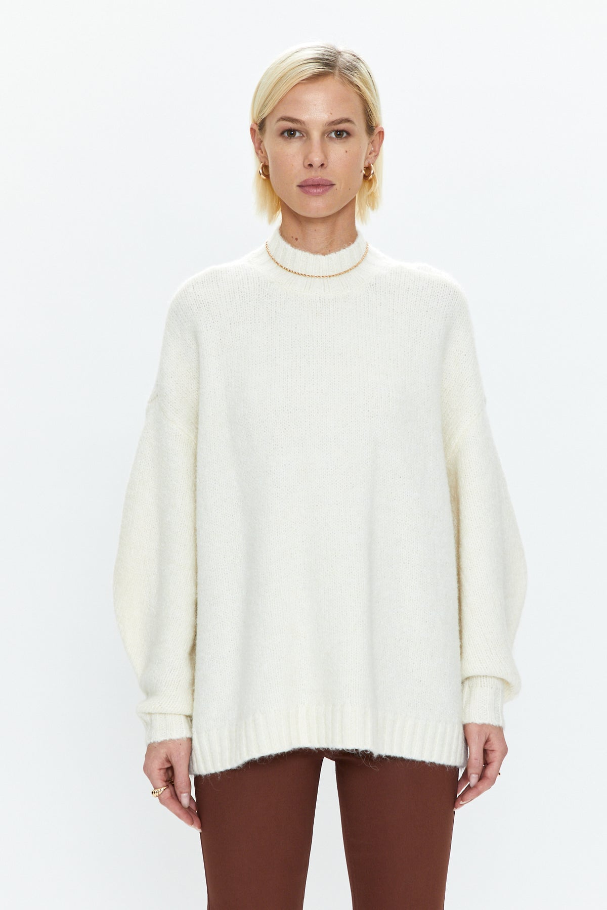 Carlen Mock Neck Sweater in Ecru