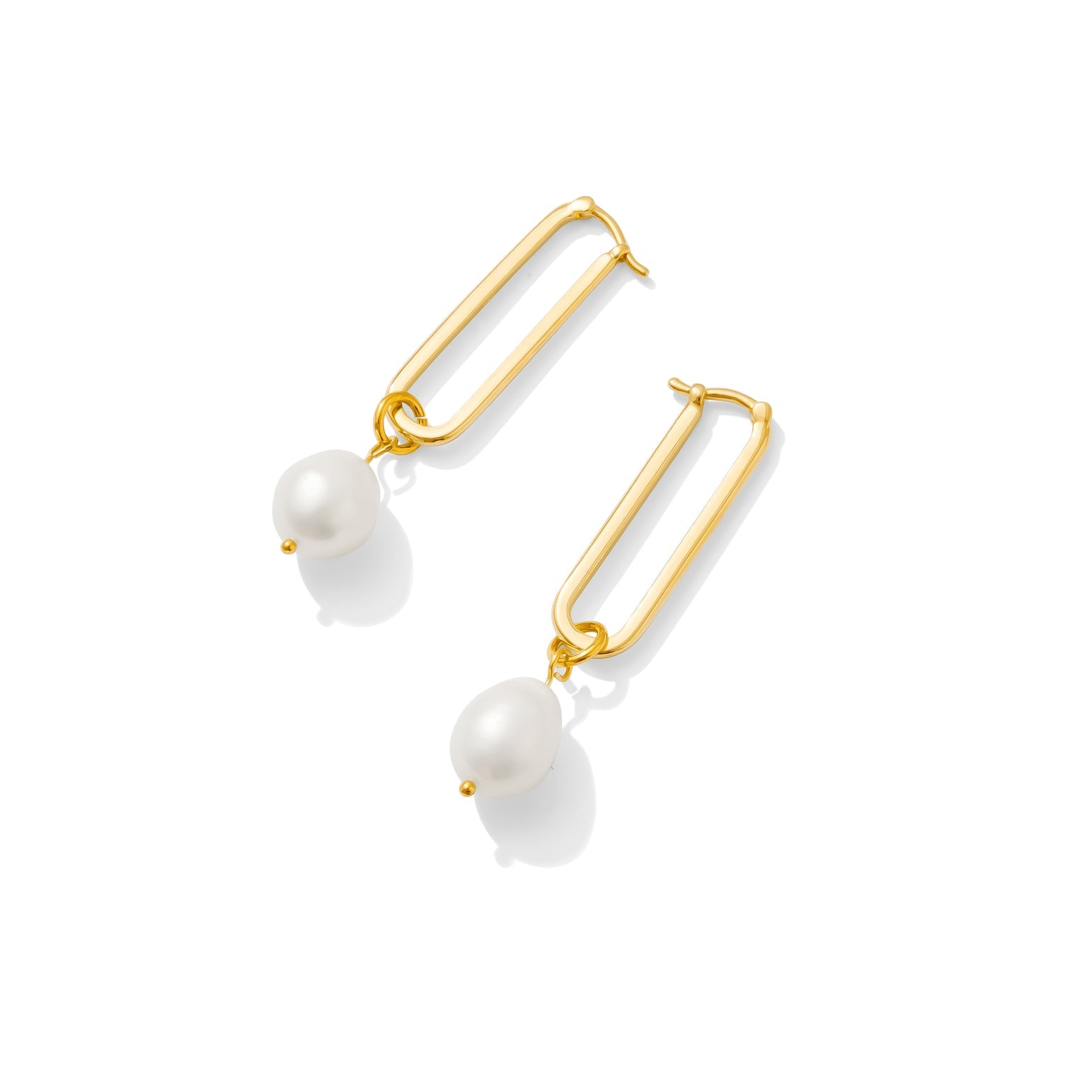 Colette Pearl Hoop Earrings in Gold