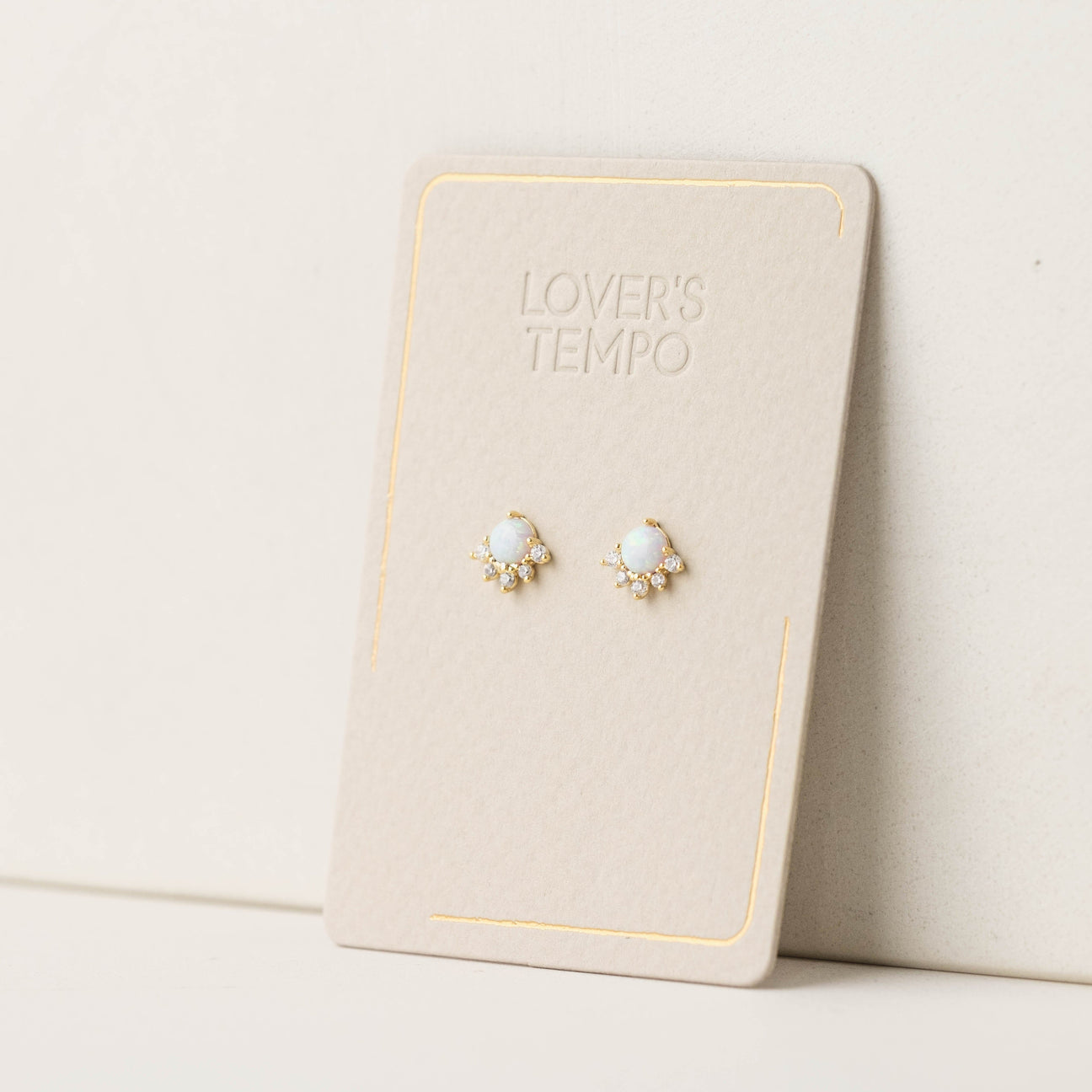Juno Stud Earring in Gold w Opal