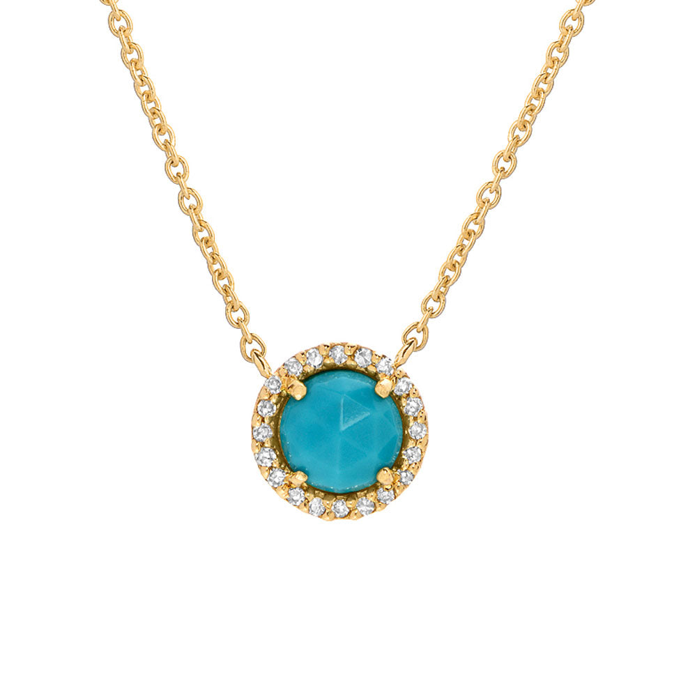 Liven Co. Turquoise w Diamond Halo Necklace