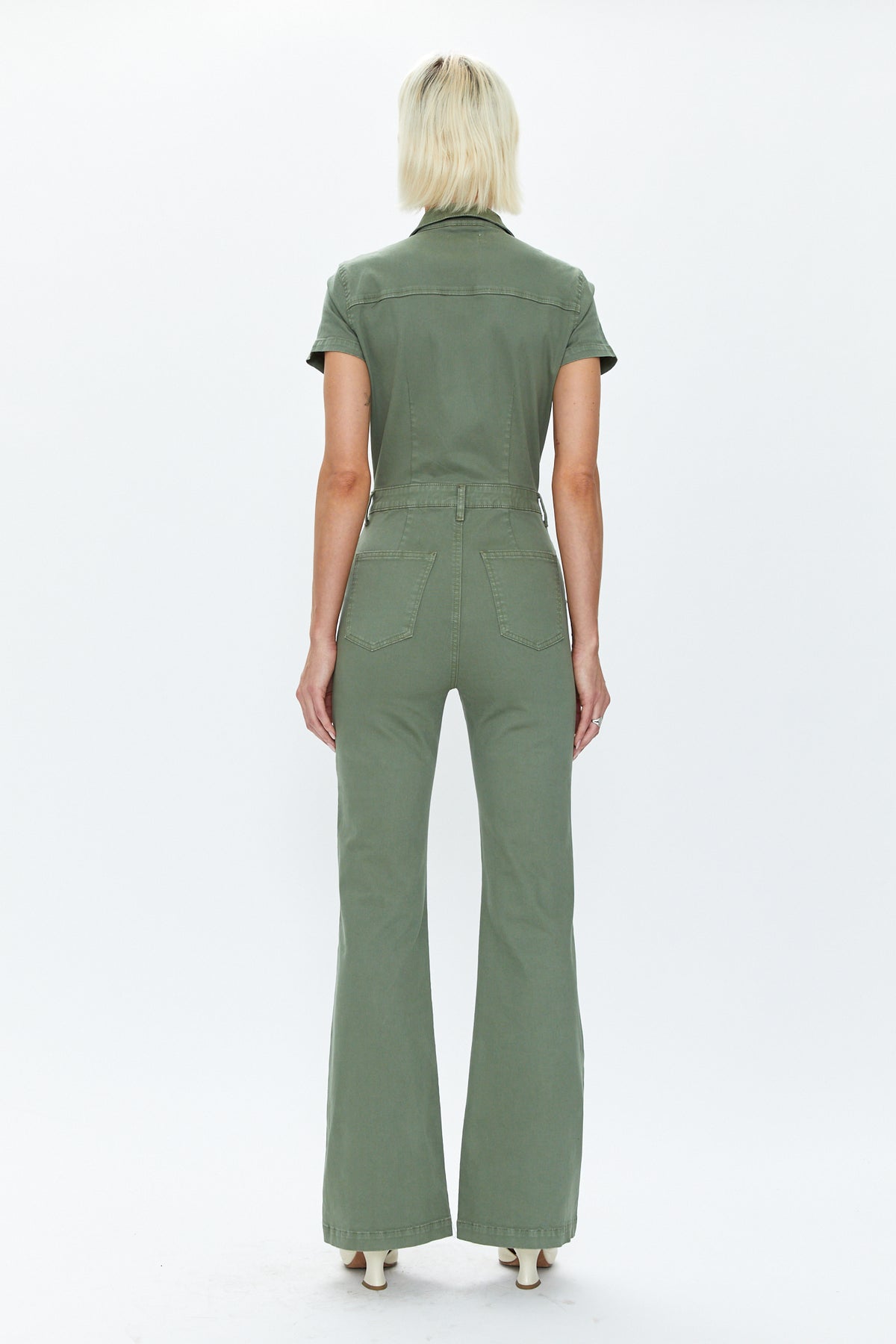 Martina Short Sleeve Flare Jumpsuit in Colonel
