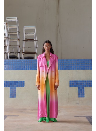 Beatrix Trench Coat in Neon Ombre