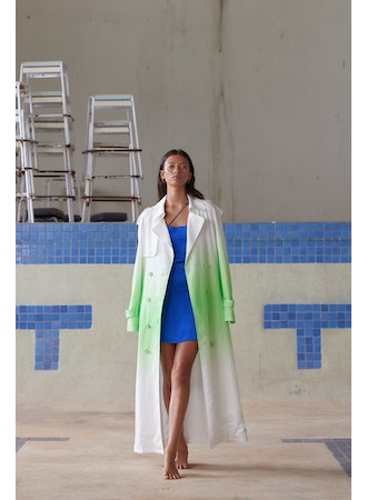 Beatrix Trench Coat in Lime Ombre