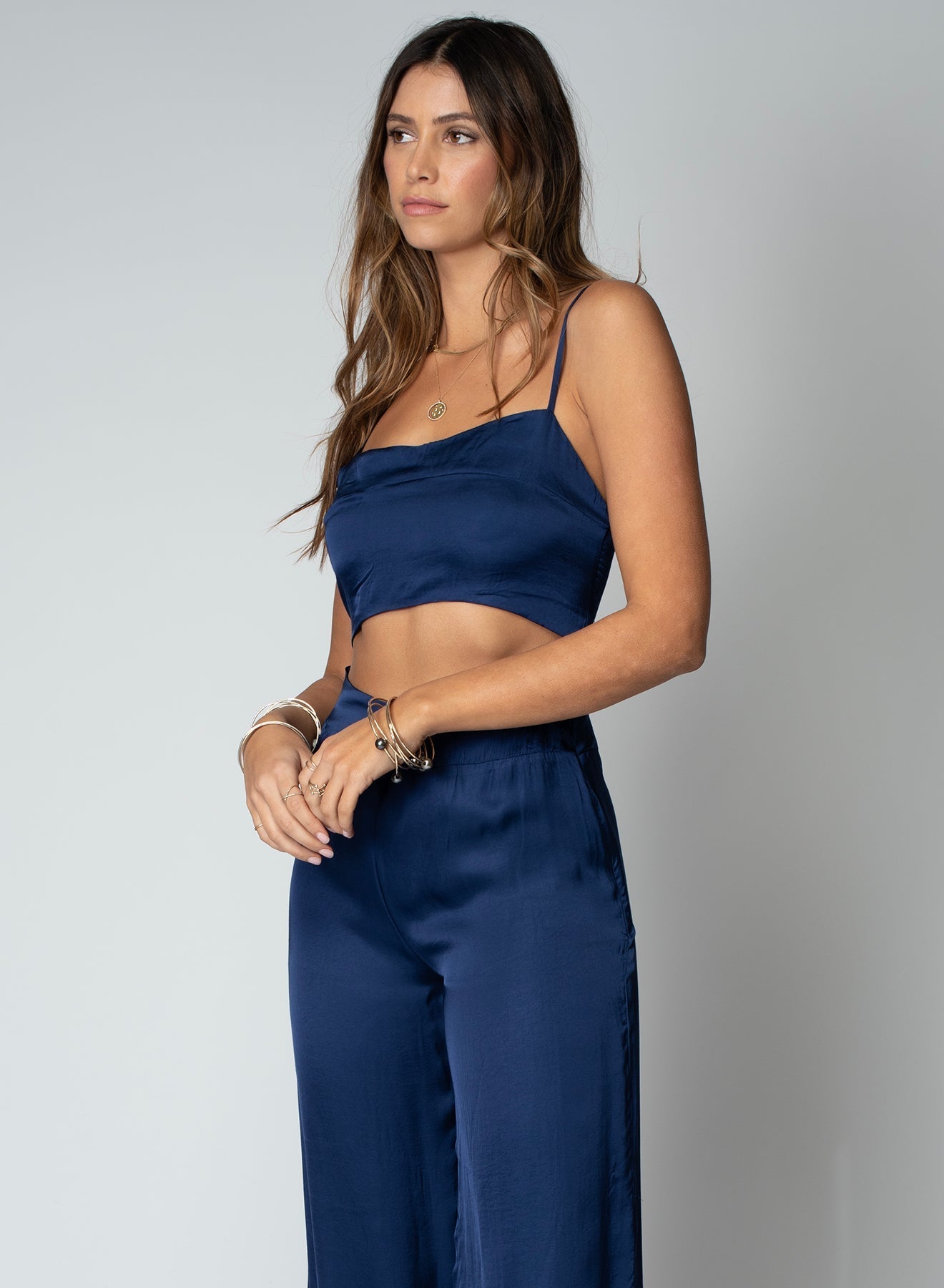 Silky Le Bra Top in Navy Peony