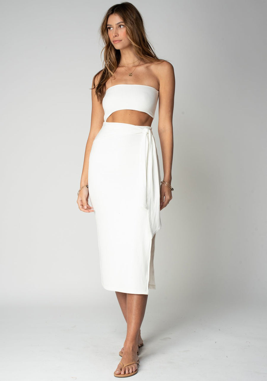 Wide Rib Baja Nights Cut Out Dress in White