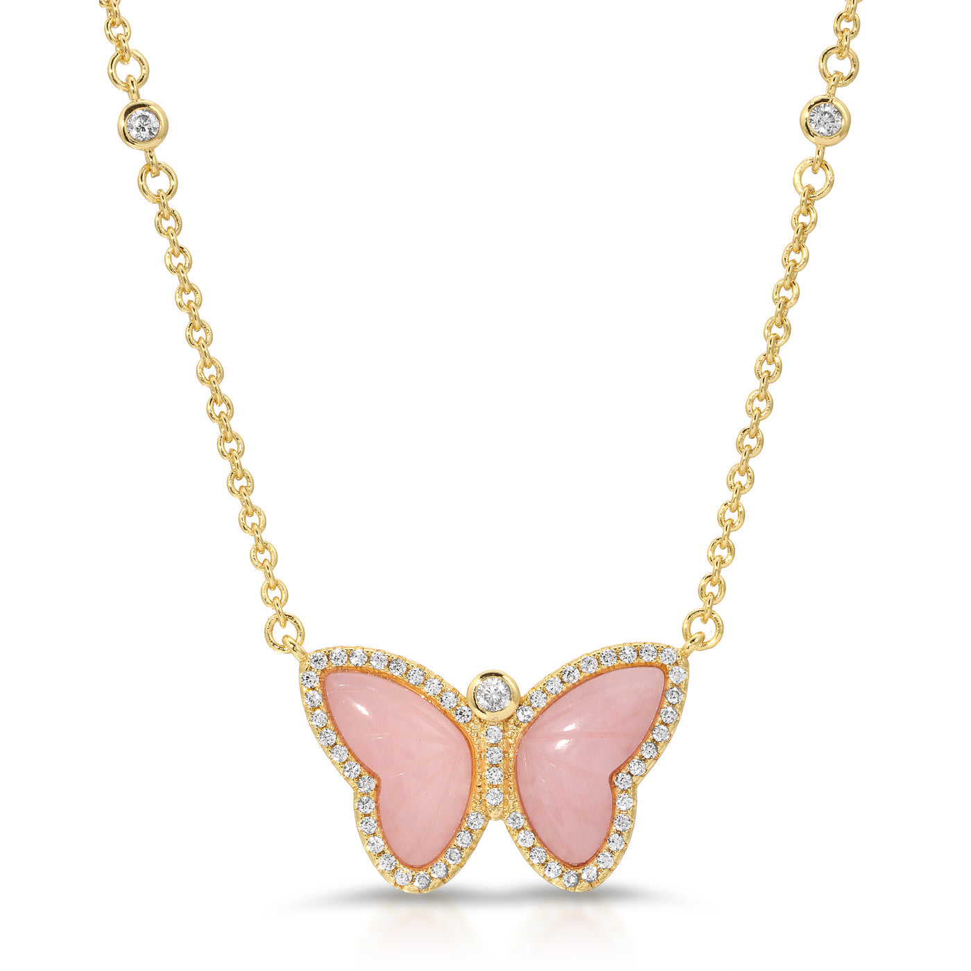 Allure Butterfly Necklace in Pink Opal