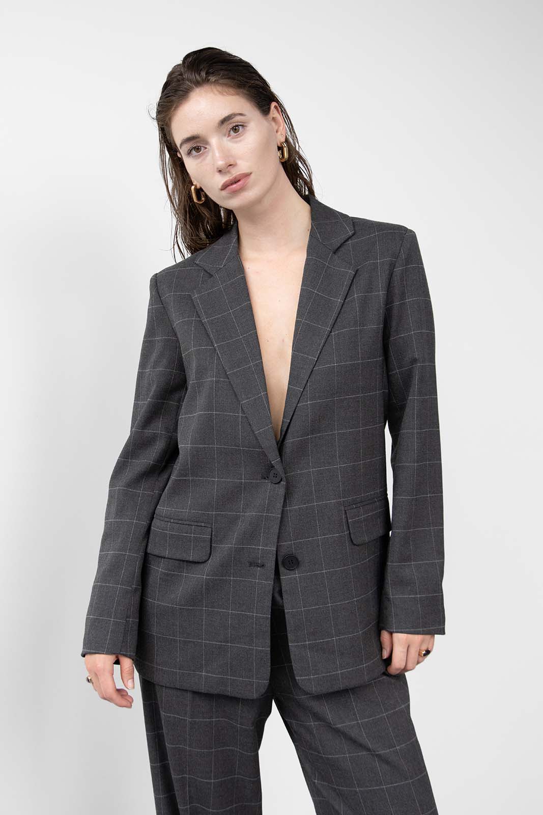 Fate Grid Check Pleat Pants