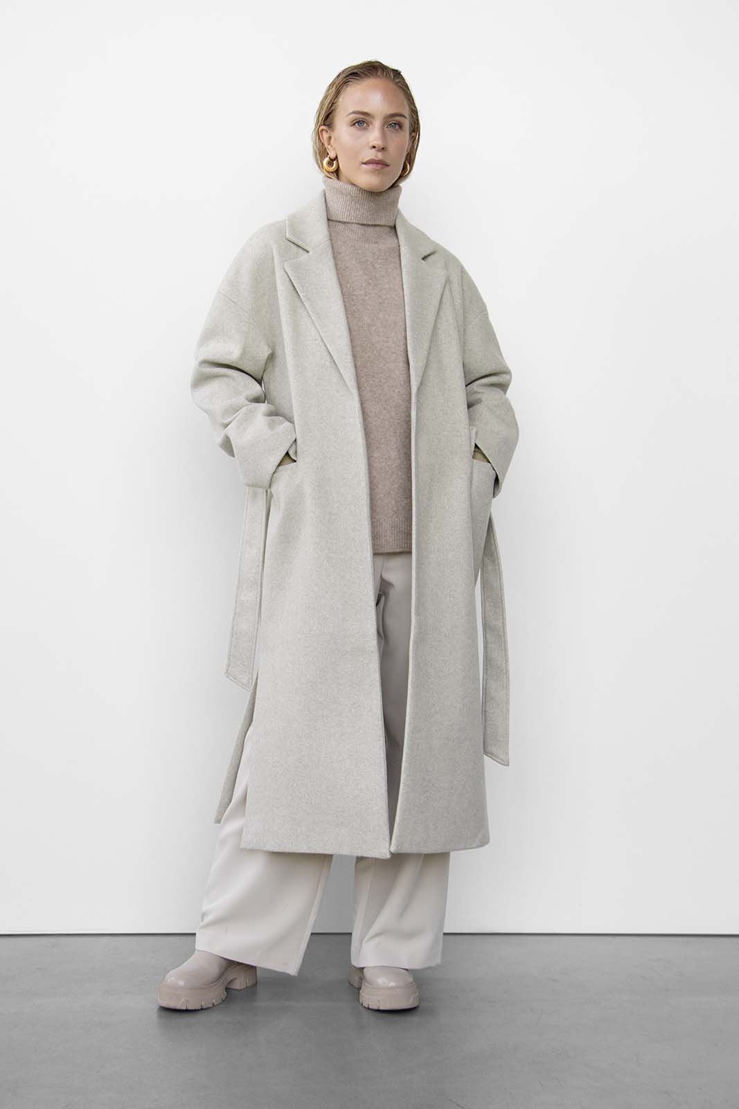 Nanna Wrap Coat in Pumice Stone