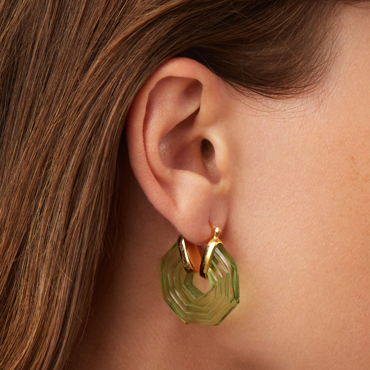 Sphinx Earrings in Gold and Soft Green