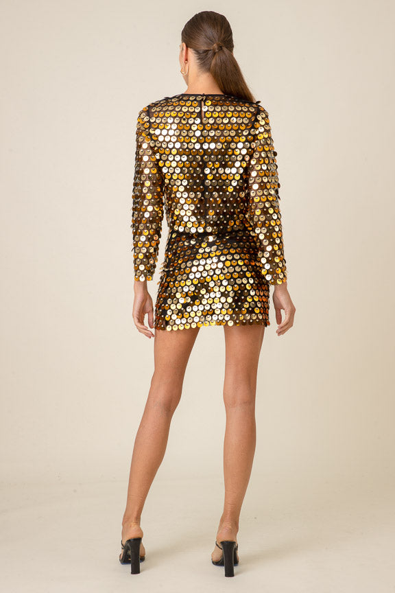 Line & Dot Mina Mini Skirt in Gold