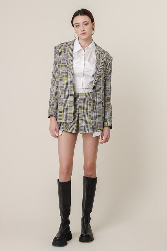 Gabbie Blazer in Grey and Chartreuse