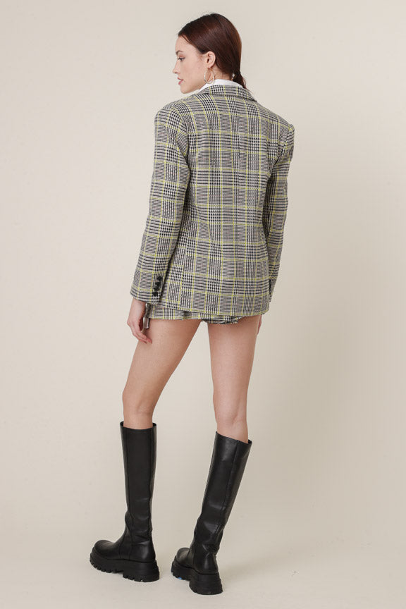 Gabbie Blazer in Grey and Chartreuse