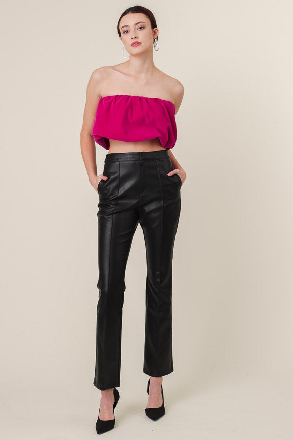 Reina Vegan Leather Pants in Black