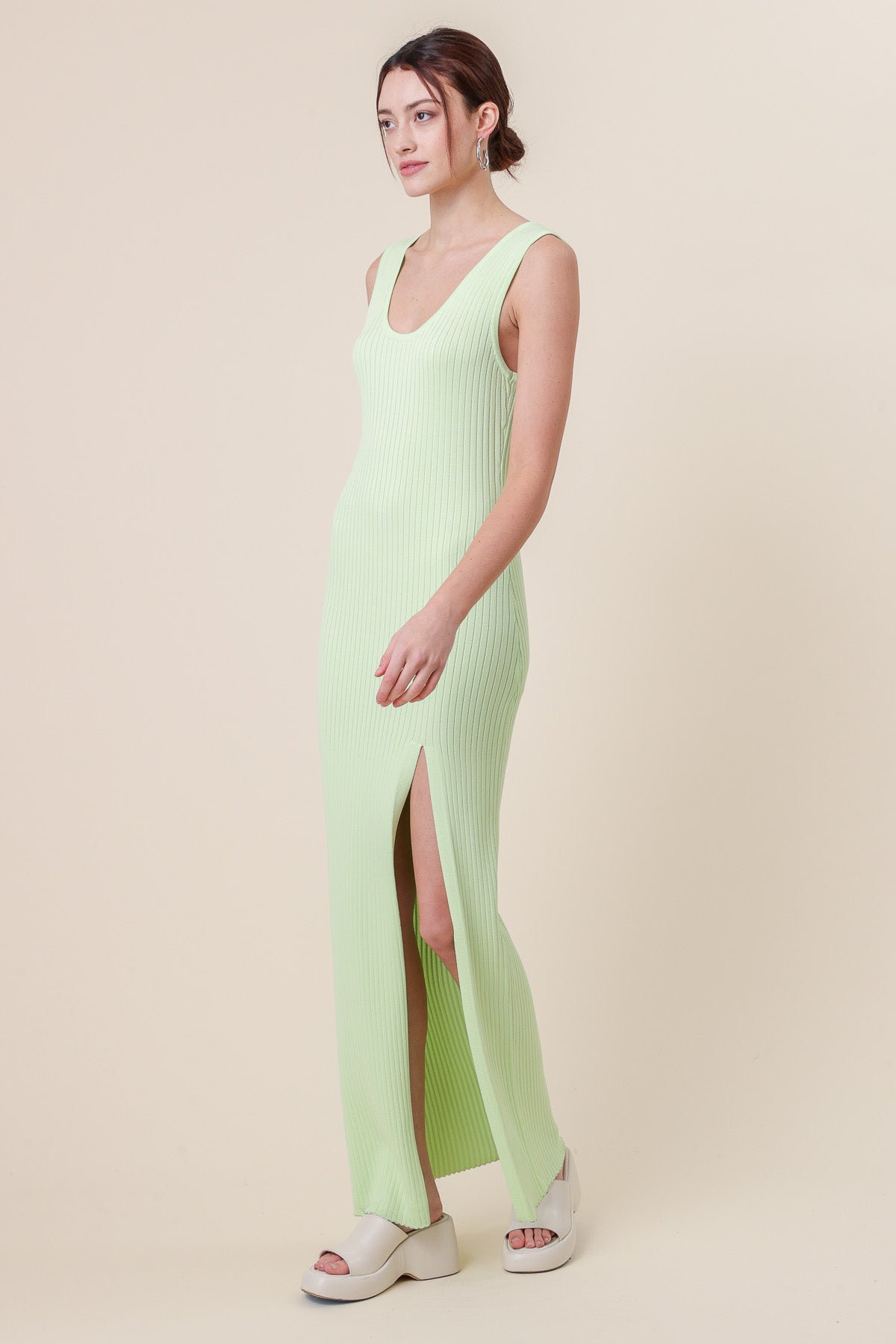 Halo Knit Maxi Dress in Lime