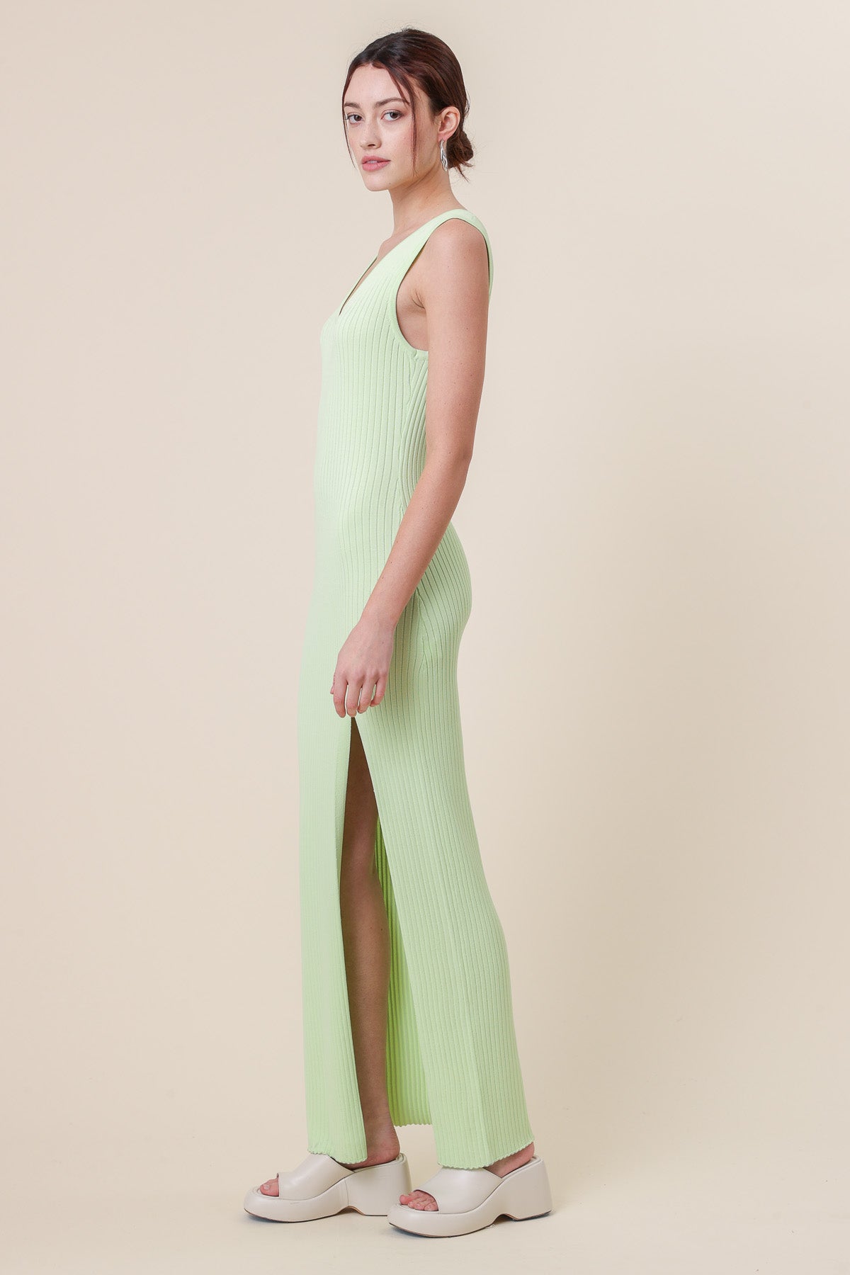Halo Knit Maxi Dress in Lime