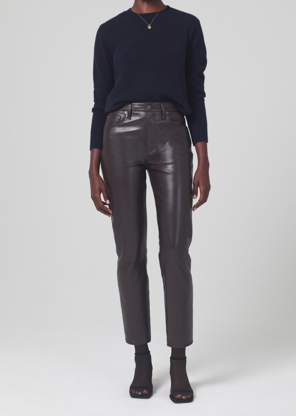 Jolene Hi Rise Vintage Slim in Chocolate Torte Recycled Leather