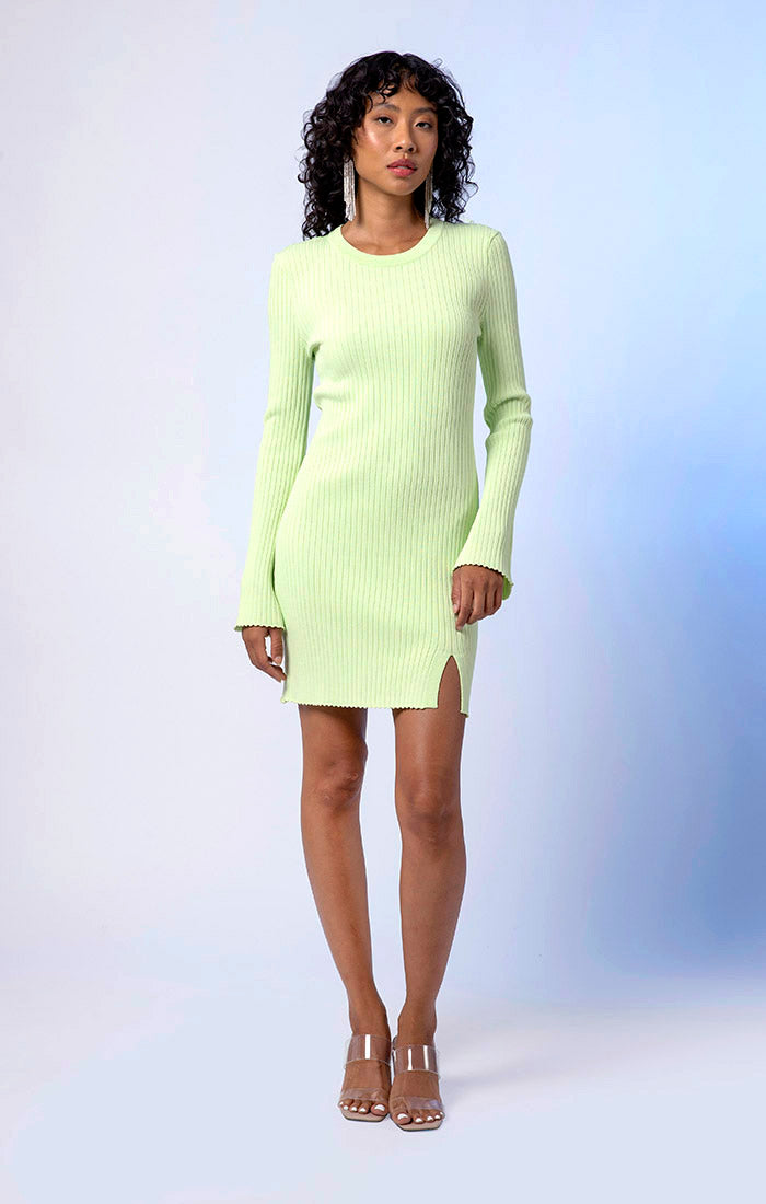 Lana Knit Mini Dress in Lime