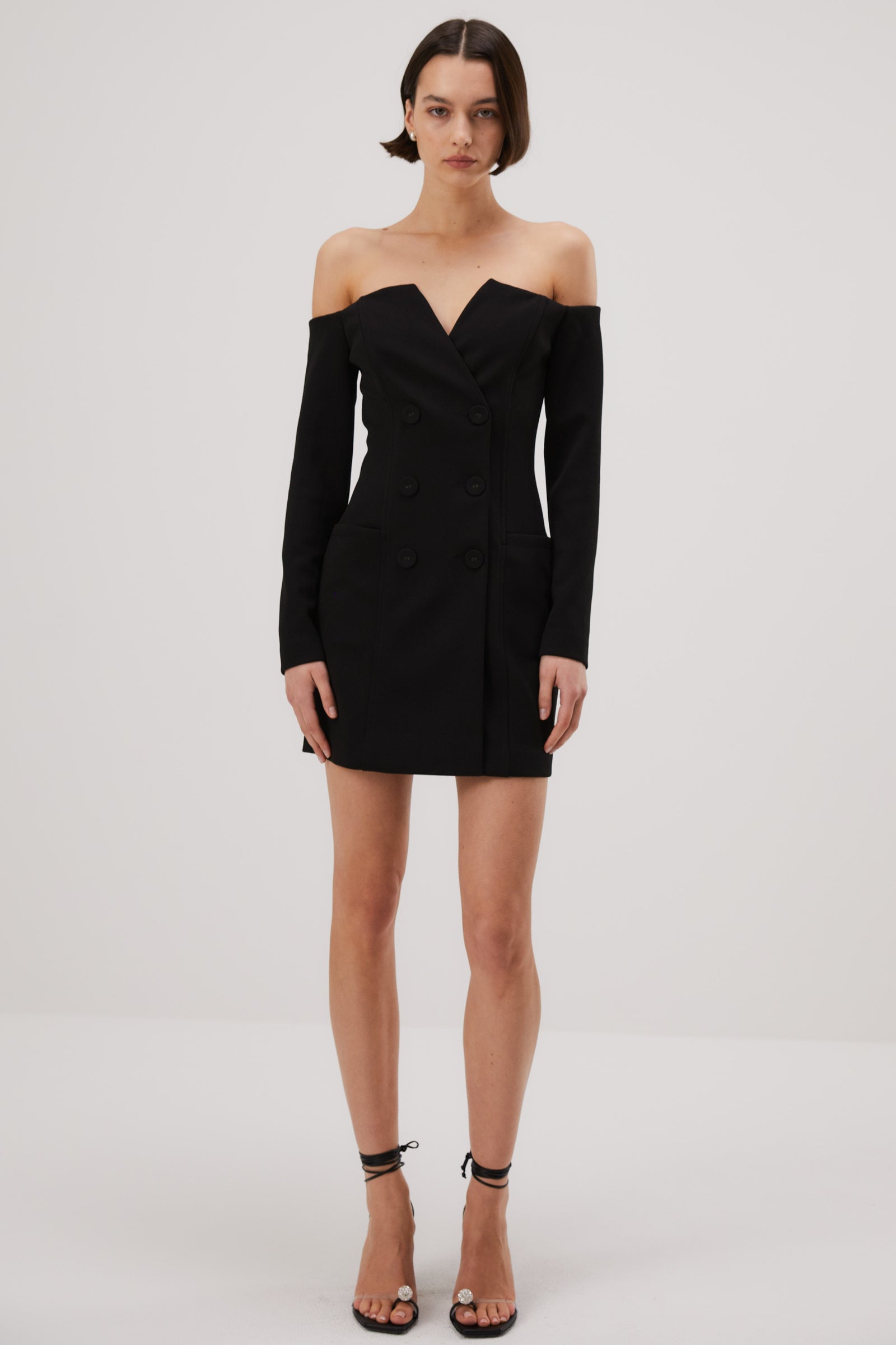 Hathaway Bonded Crepe Blazer Dress in Black