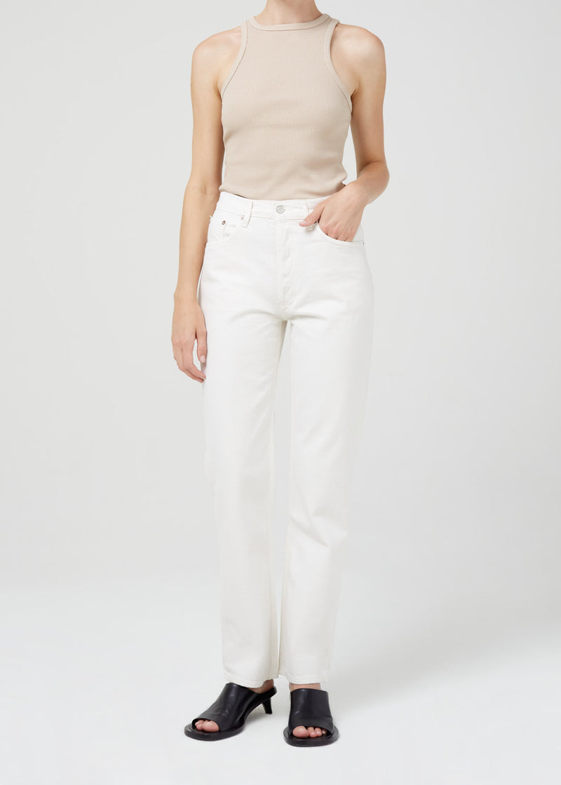 Lana Mid Rise Full Length Straight Jean in Drum