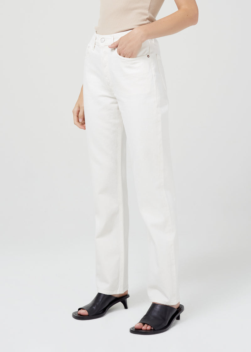 Lana Mid Rise Full Length Straight Jean in Drum