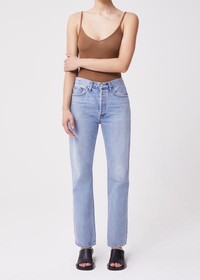 Spaghetti V-Strap Bodysuit in Toffee