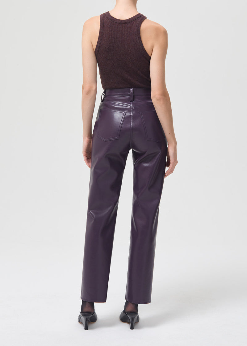 Recycled Leather 90s Pinch Waist Pant in Night Shade