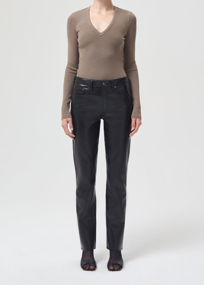 Tavi Deep V Neck Long Sleeve in Biscotti