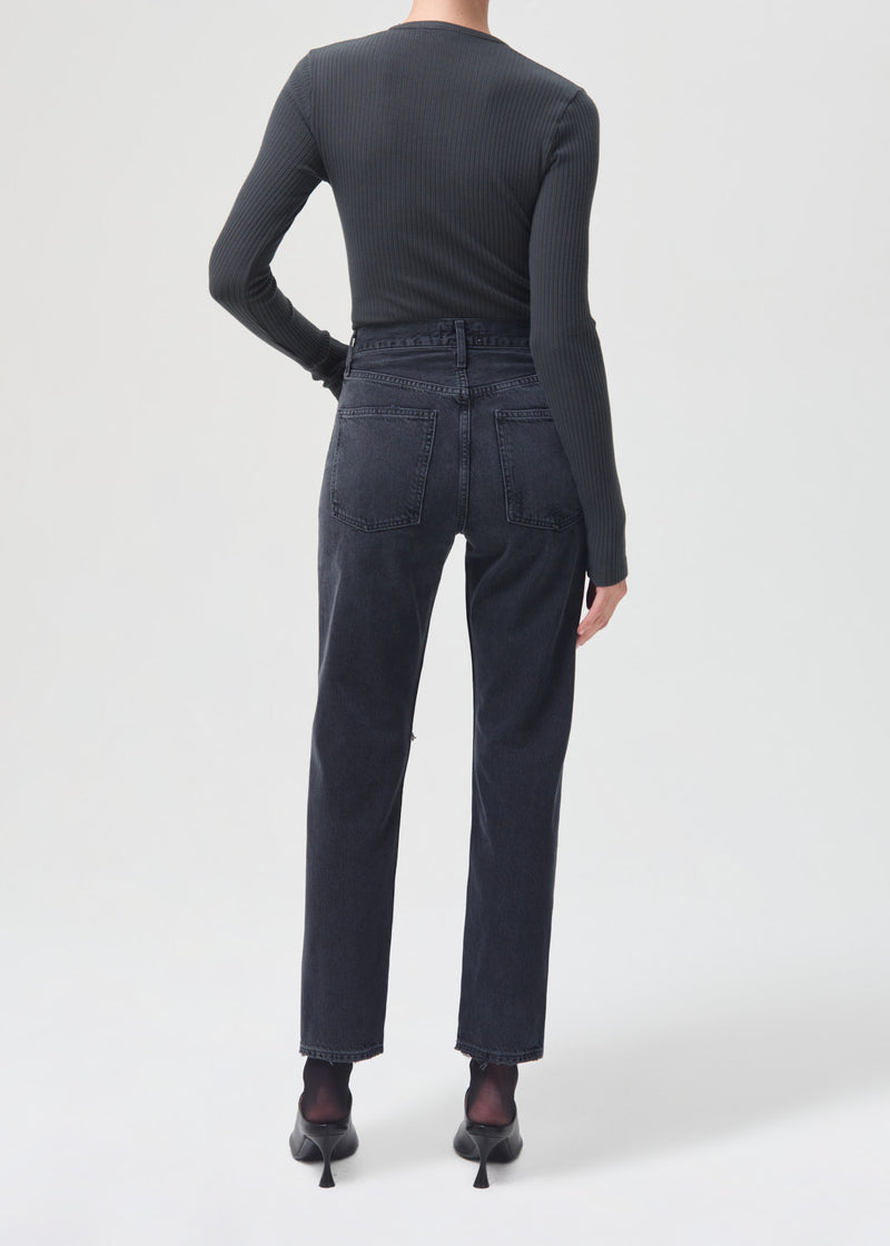 Tavi Deep V Neck Long Sleeve in Dark Grey