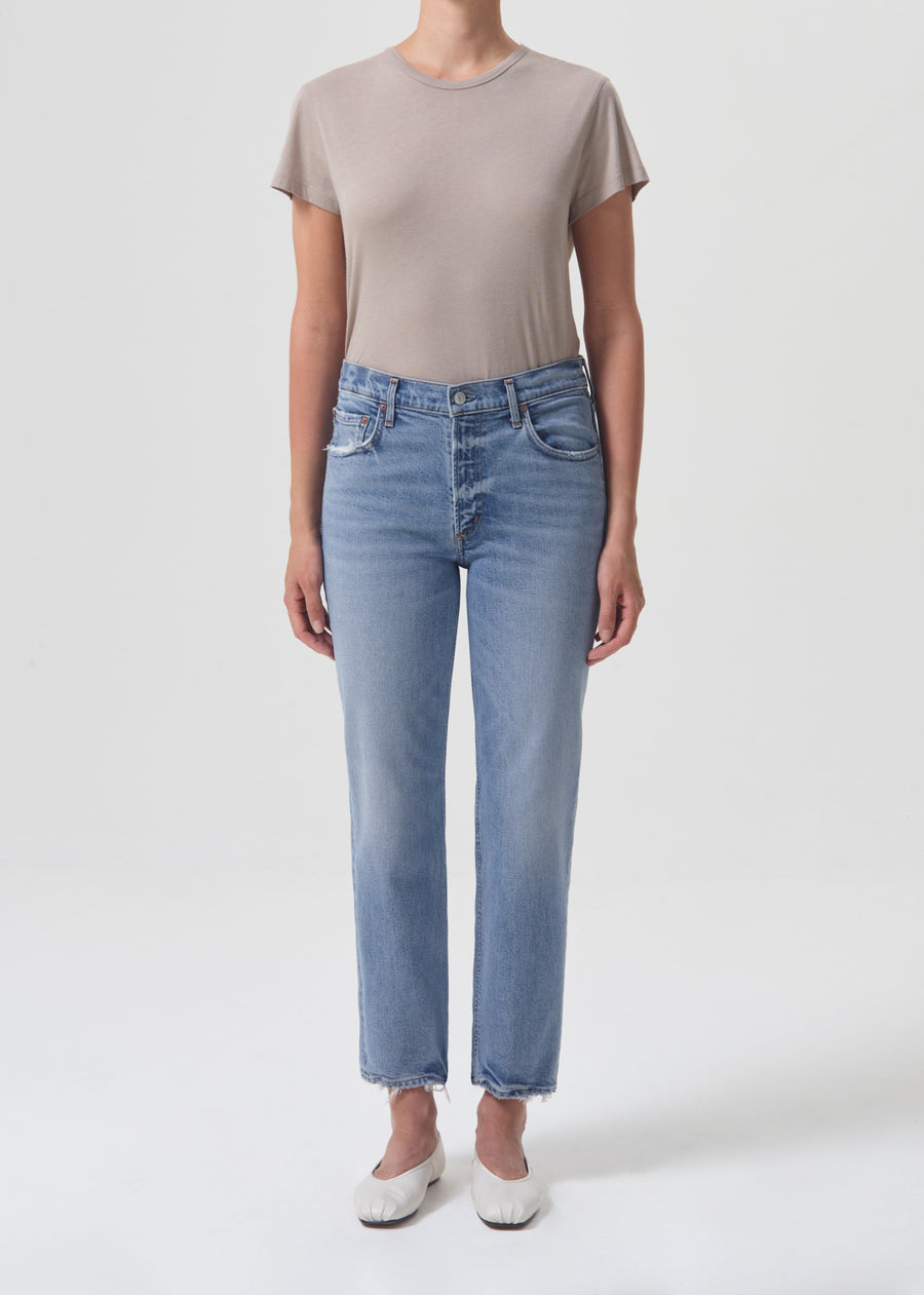 Kye Mid Rise Straight Crop Jean in Foreseen