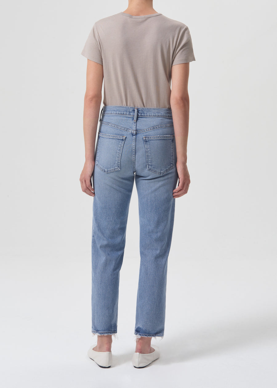 Kye Mid Rise Straight Crop Jean in Foreseen