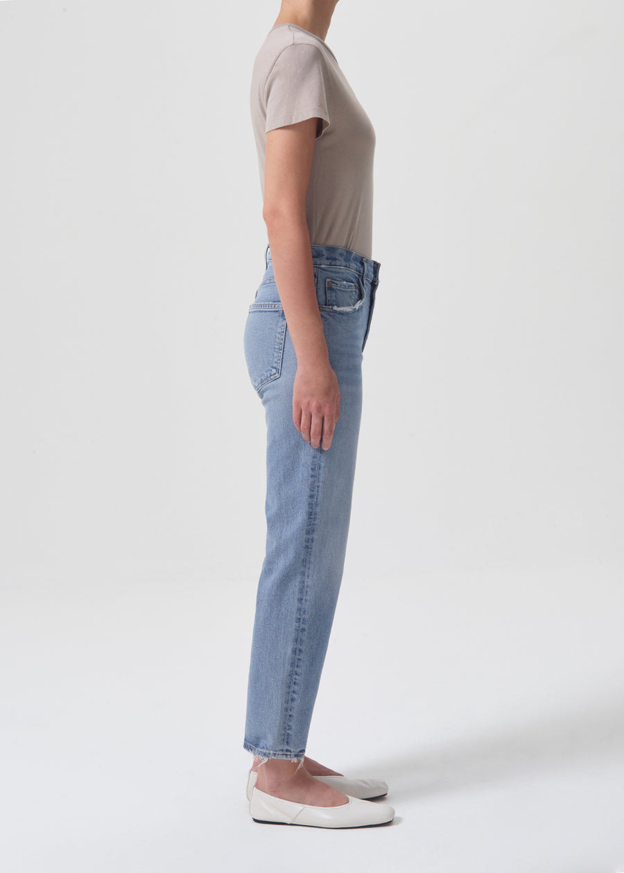 Kye Mid Rise Straight Crop Jean in Foreseen