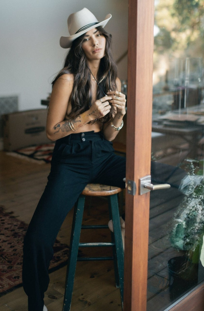 Pleated Pant in Black