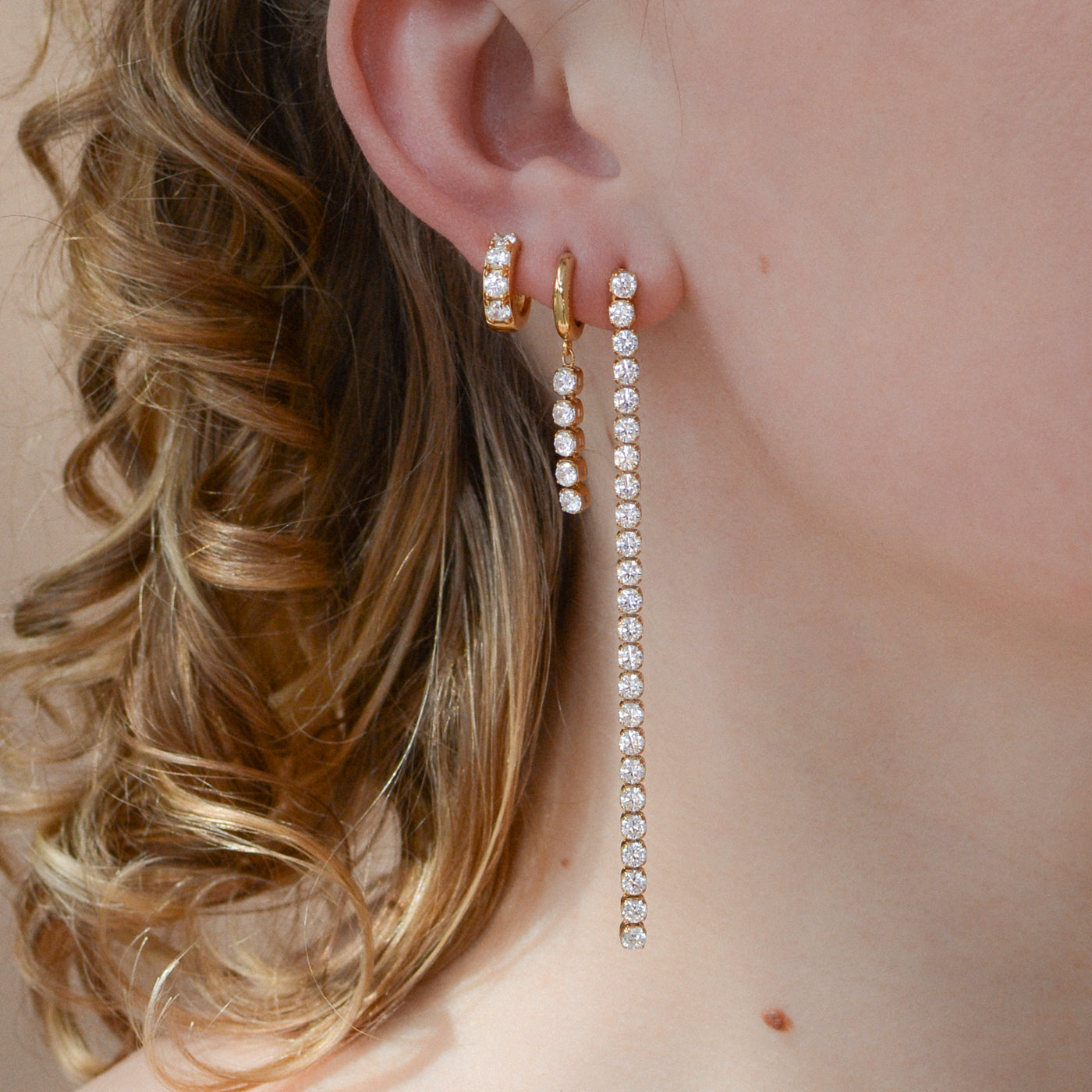 Honey Pavé Huggies