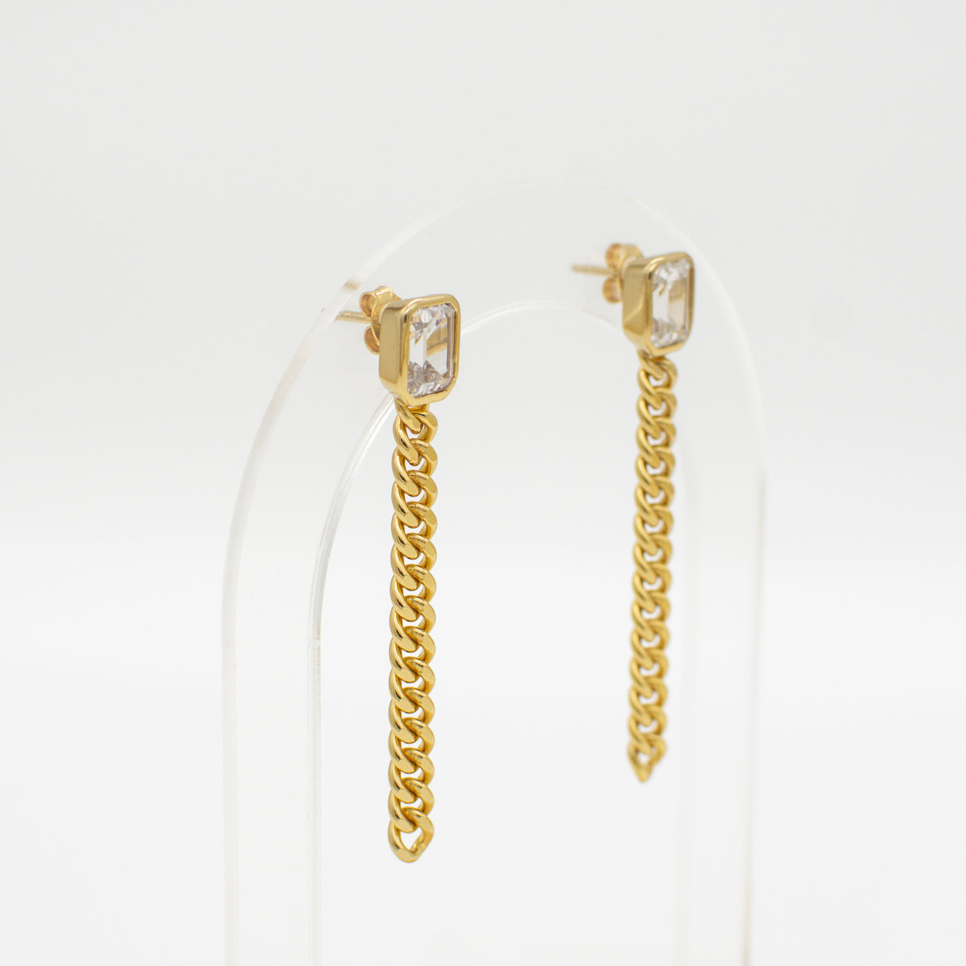Manhattan Chain Earrings w CZ