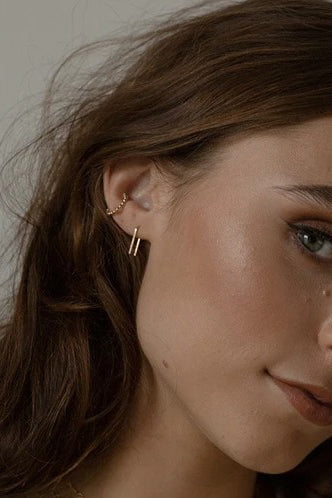 Mini Staple Earrings in Gold