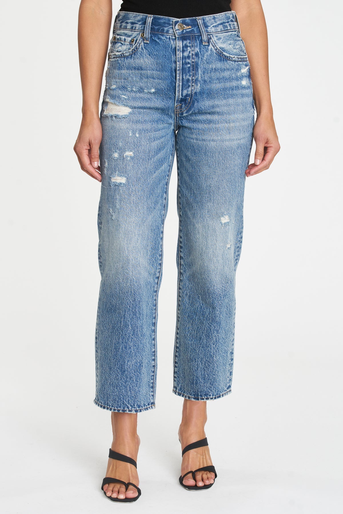 Cassie Super High Rise Straight Crop Jean in University