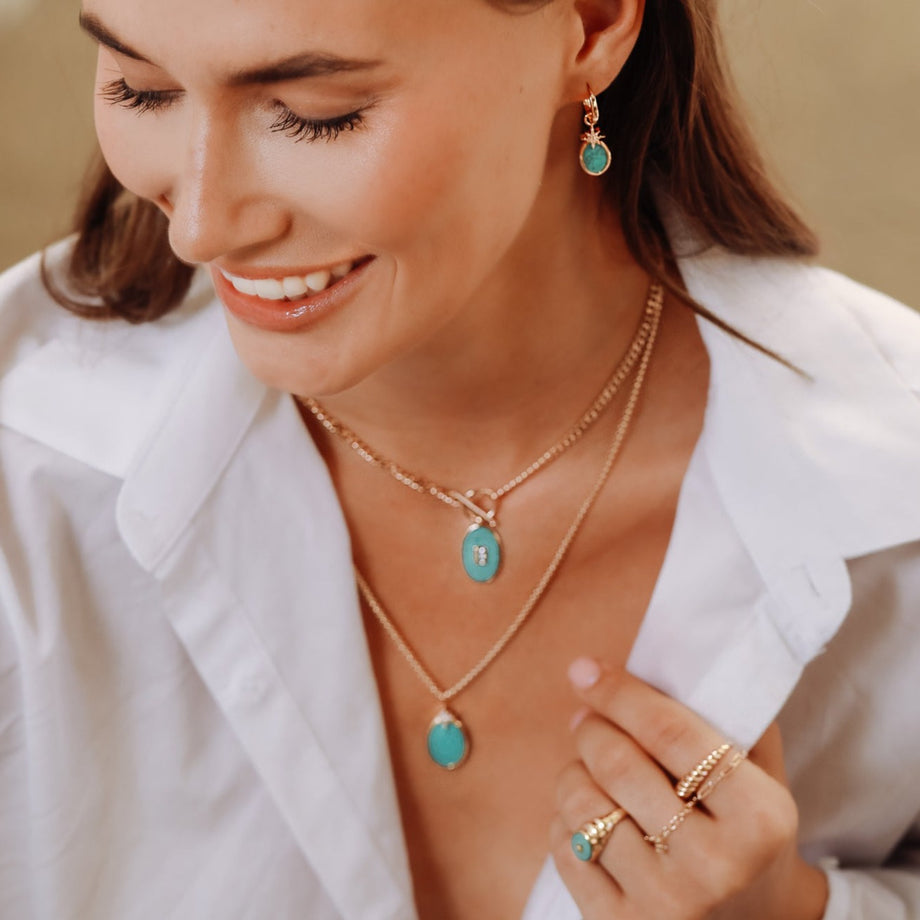 Juno Turquoise Pendant Necklace in Gold