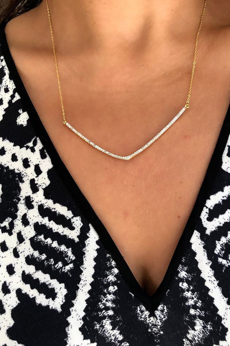 Champagne Diamond V Pendant Necklace