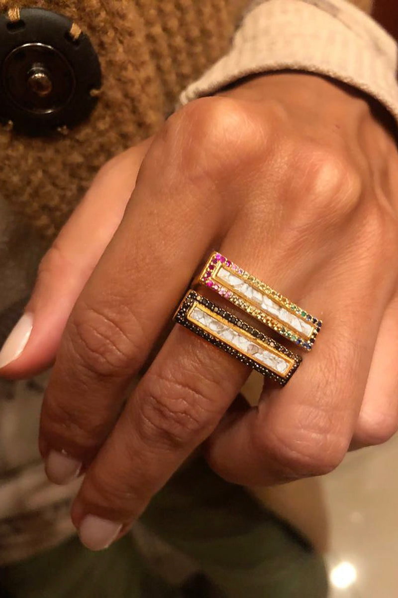 Michelle Black Diamond Ring in Gold