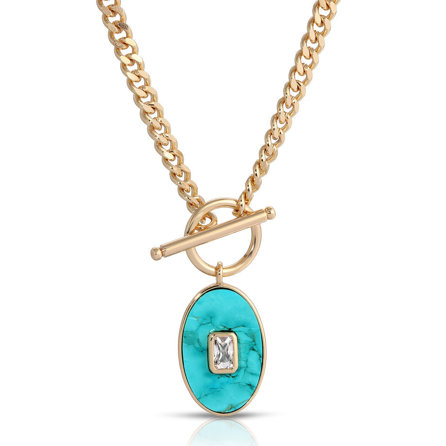 Juno Turquoise Pendant Necklace in Gold