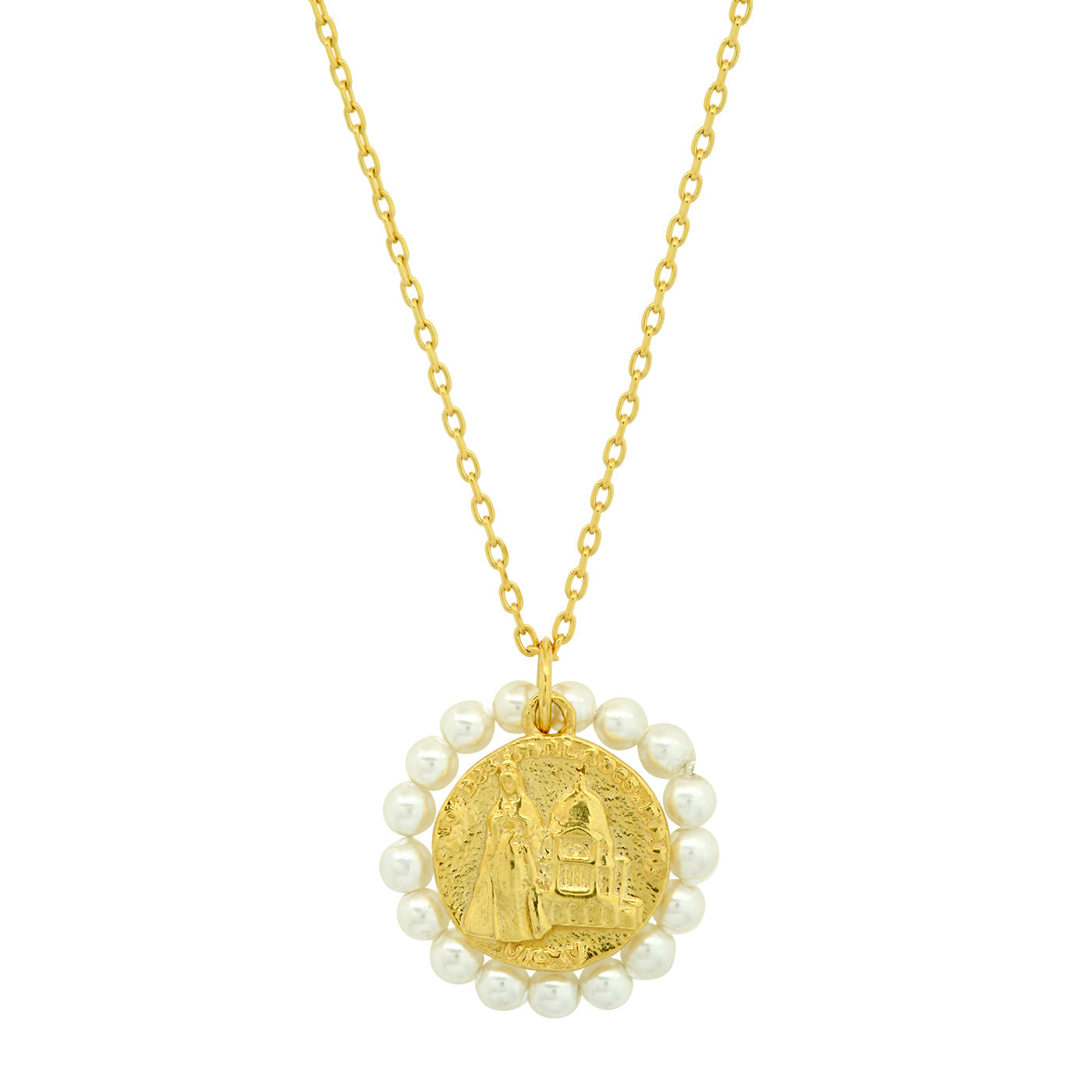 Medallion Pearl Pendant Necklace