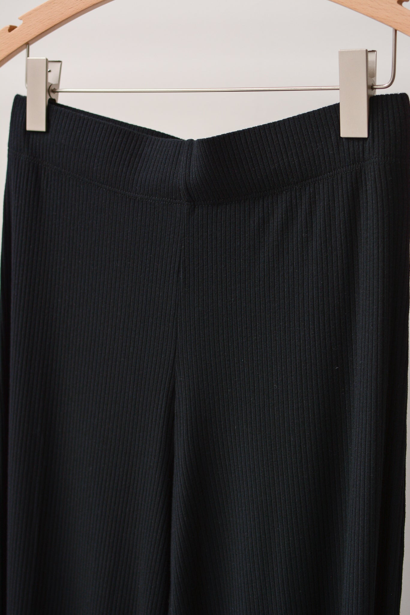 Rib Wide Leg Pant in Black