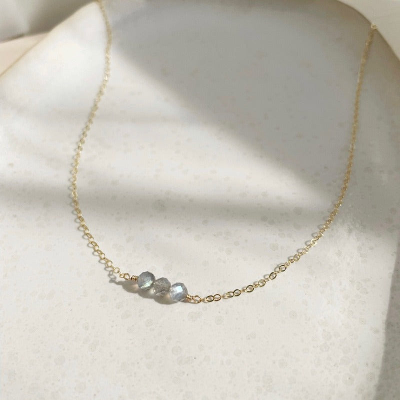 Aura Labradorite Chain Necklace in Gold